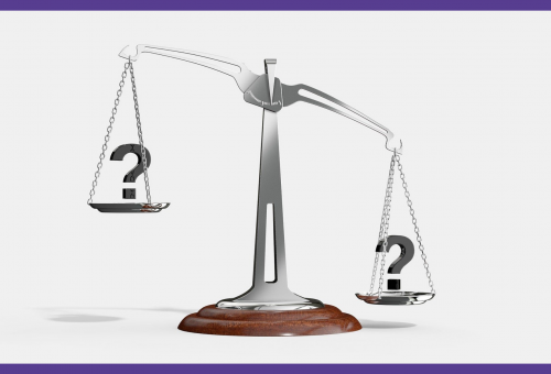Set of scales weighing up choices