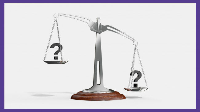 Set of scales weighing up choices